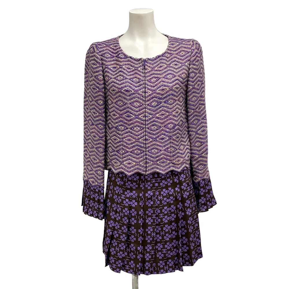 Chanel Dark Brown Purple Rayon Wool #332814C16B